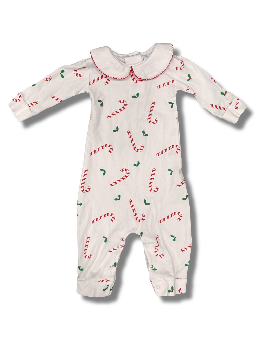Little English  9 Months Candy Cane Playsuit Unisex Pima Cotton Christmas